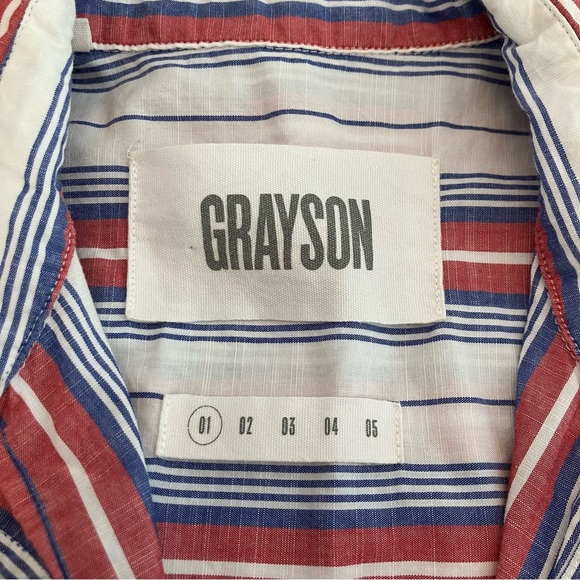 Grayson The Hero Striped Red White Blue Button Shirt‎ Women's Size 1 XS - Picture 4 of 8